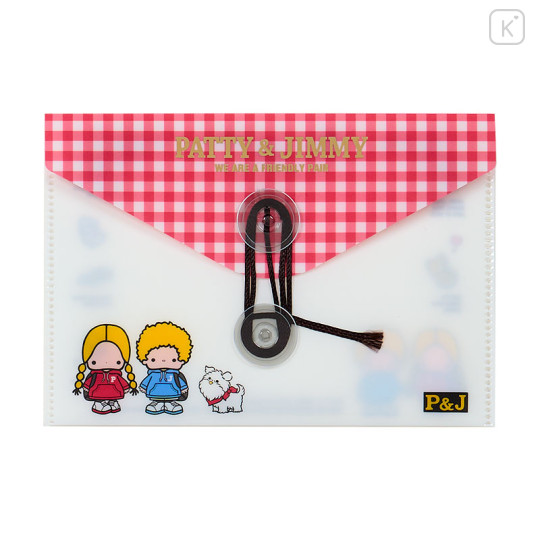 Japan Sanrio Original Letter Set with Case - Patty & Jimmy : Couple Lookbook Pink Check - 3