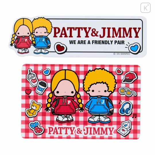 Japan Sanrio Original Sticker Set - Patty & Jimmy : Couple Lookbook Red Check - 3
