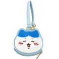 Japan Chiikawa Mini Face Pouch With Bag Charm - Hachiware : Happy - 1