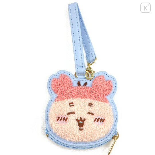 Japan Chiikawa Mini Face Pouch With Bag Charm - Furuhonya Kani-chan : Happy - 1