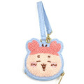 Japan Chiikawa Mini Face Pouch With Bag Charm - Furuhonya Kani-chan : Happy - 1