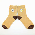 Japan Mofusand Fluffy Low Crew Socks - Panda Cat Embroidery Caramel - 1