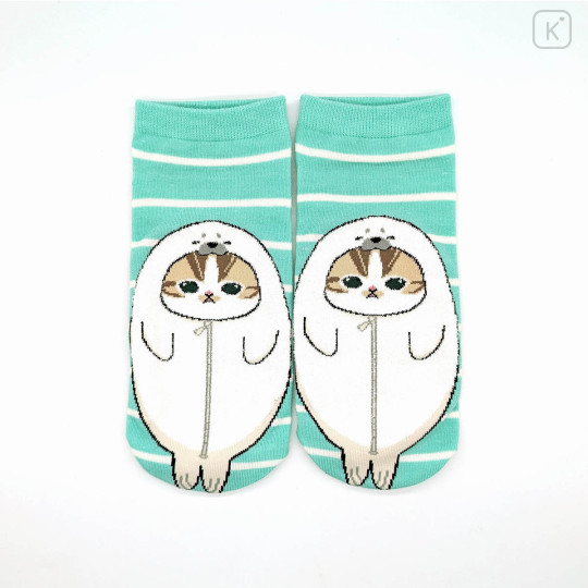 Japan Mofusand Ankle Socks - Seal Cat Turquoise - 1