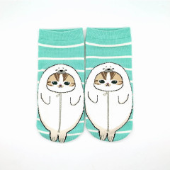 Japan Mofusand Ankle Socks - Seal Cat Turquoise