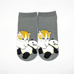 Japan Mofusand Ankle Socks - Panda Cat Grey