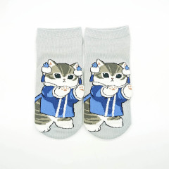 Japan Mofusand Ankle Socks - Traditional Chinese Cat Grey
