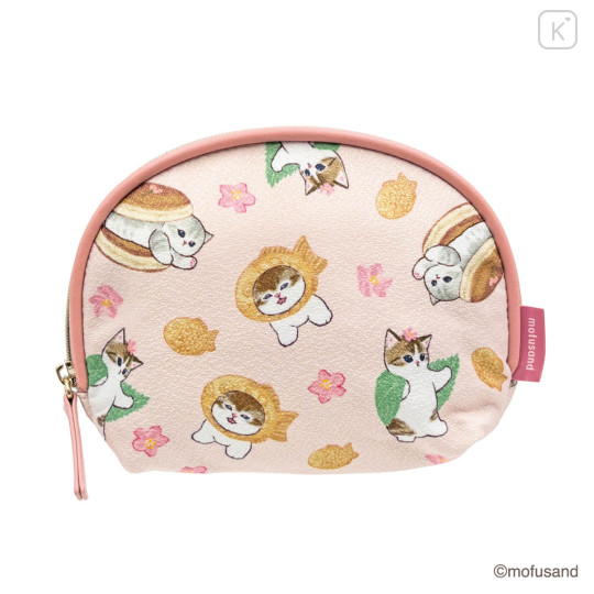 Japan Mofusand Pouch & Tissue Case - Chirimen Japanese Sweets Cat Pink - 1