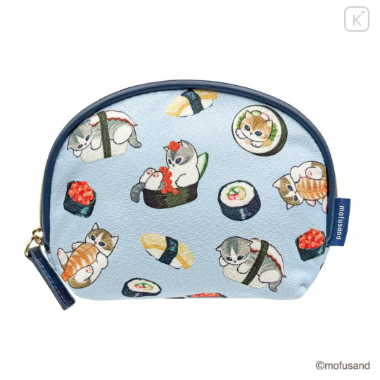 Japan Mofusand Pouch & Tissue Case - Chirimen Sushi Cat Blue - 1