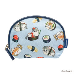 Japan Mofusand Pouch & Tissue Case - Chirimen Sushi Cat Blue