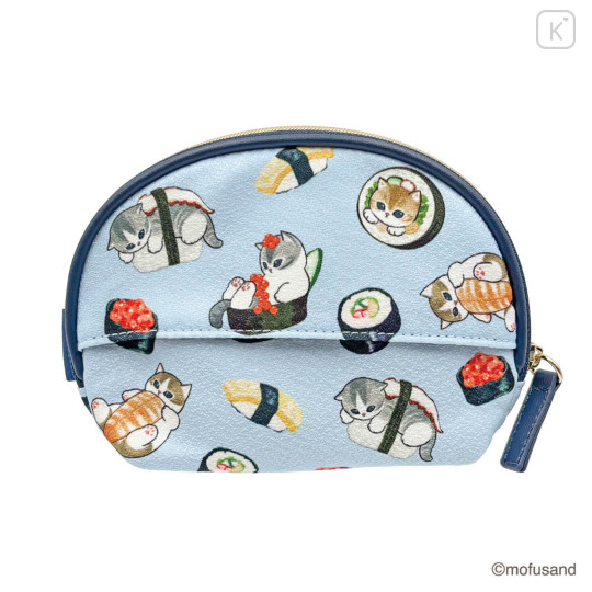 Japan Mofusand Pouch & Tissue Case - Chirimen Sushi Cat Blue - 3