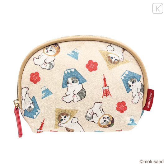 Japan Mofusand Pouch & Tissue Case - Chirimen Mt. Fuji Cat - 1