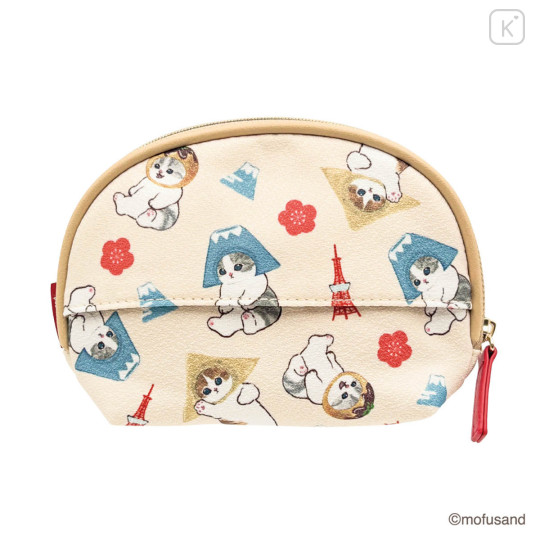 Japan Mofusand Pouch & Tissue Case - Chirimen Mt. Fuji Cat - 3
