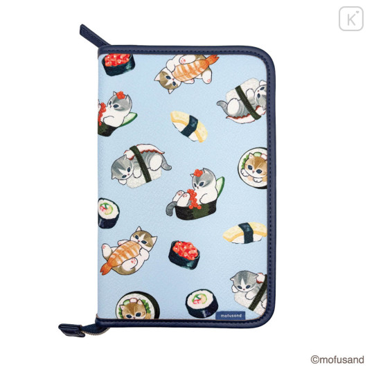 Japan Mofusand Passport Holder Multi Accessory Case - Chirimen Sushi - 1