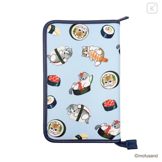 Japan Mofusand Passport Holder Multi Accessory Case - Chirimen Sushi - 3