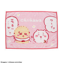 Japan Chiikawa Lap Blanket - Chiikawa & Rakko : Pink Flower Fortune Telling