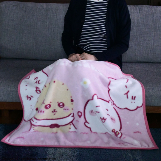 Japan Chiikawa Lap Blanket - Chiikawa & Rakko : Pink Flower Fortune Telling - 2