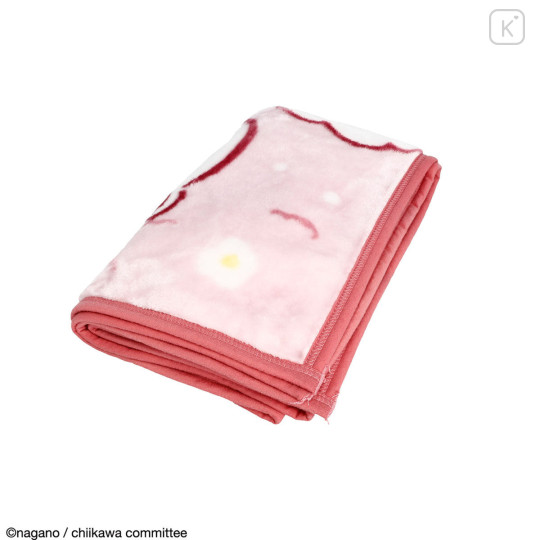 Japan Chiikawa Lap Blanket - Chiikawa & Rakko : Pink Flower Fortune Telling - 5