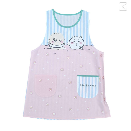 Japan Chiikawa Apron - Chiikawa & Rakko : Pink Flower Stripe - 6
