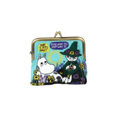 Japan Moomin Mini Gamaguchi Clasp Pouch - Moomintroll & Snufkin : Turquoise