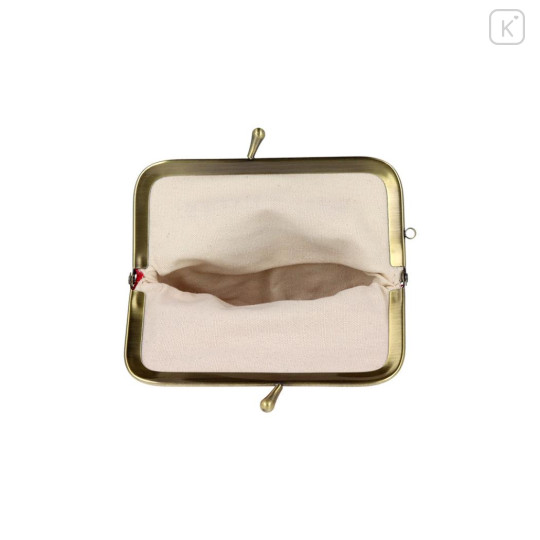 Japan Sanrio Mini Gamaguchi Clasp Pouch - Hello Kitty : Embroidered Red - 3