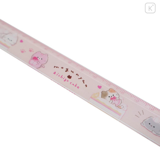 Japan Mogunyan Slim Ruler 17cm - Strawberry Cake Cat - 2