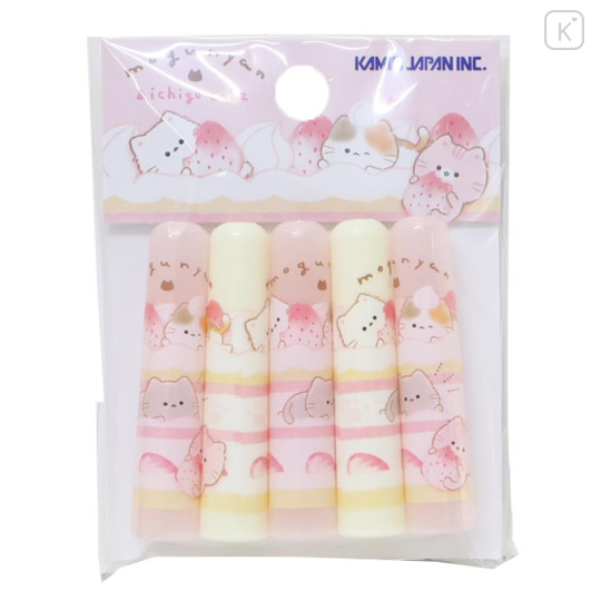 Japan Mogunyan Pencil Cap Set - Strawberry Cake Cat - 1