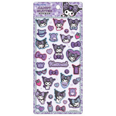 Japan Sanrio Glitter Sticker - Kuromi : Candy Gal Art Big Ribbon Leopard