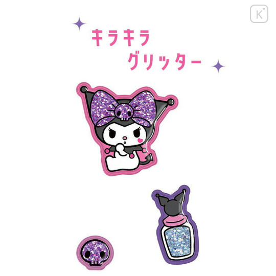 Japan Sanrio Glitter Sticker - Kuromi : Candy Gal Art Big Ribbon Leopard - 2