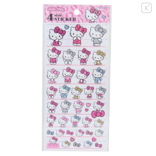 Japan Sanrio 4 Size Sticker - Hello Kitty : Gal Art Big Ribbon Leopard - 1