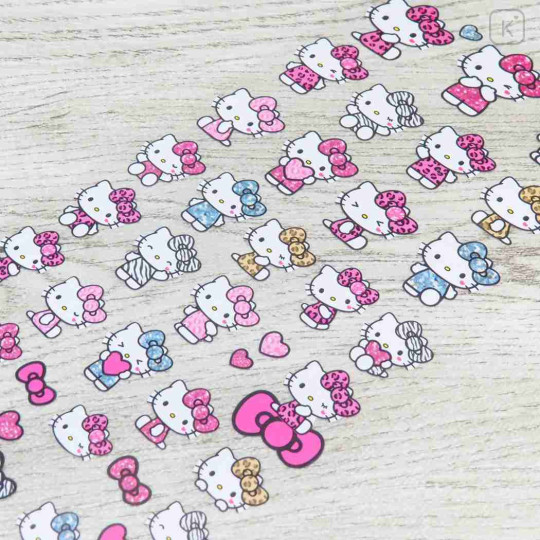 Japan Sanrio 4 Size Sticker - Hello Kitty : Gal Art Big Ribbon Leopard - 2