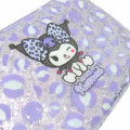 Japan Sanrio Glitter Flat Pouch Pencil Case - Kuromi : Gal Art Big Ribbon Leopard - 4