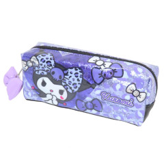 Japan Sanrio Pen Pouch Pencil Case - Kuromi : Gal Art Big Ribbon Leopard