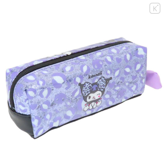 Japan Sanrio Pen Pouch Pencil Case - Kuromi : Gal Art Big Ribbon Leopard - 2