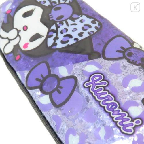 Japan Sanrio Pen Pouch Pencil Case - Kuromi : Gal Art Big Ribbon Leopard - 4