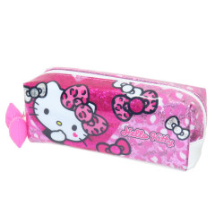Japan Sanrio Pen Pouch Pencil Case - Hello Kitty : Gal Art Big Ribbon Leopard