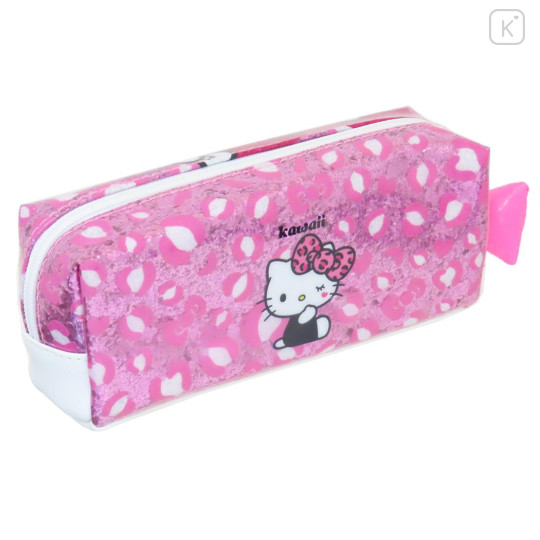 Japan Sanrio Pen Pouch Pencil Case - Hello Kitty : Gal Art Big Ribbon Leopard - 2