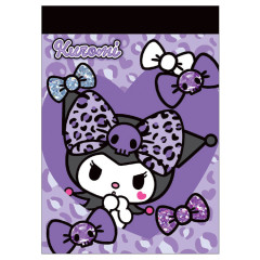 Japan Sanrio Mini Notepad - Kuromi : Gal Art Big Ribbon Leopard