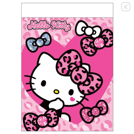 Japan Sanrio Mini Notepad - Hello Kitty : Gal Art Big Ribbon Leopard - 1