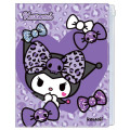 Japan Sanrio A4 Zipper 6 Pockets Clear File - Kuromi : Gal Art Big Ribbon Leopard - 1