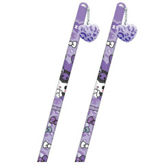 Japan Sanrio Mascot 2B Pencil - Kuromi : Gal Art Big Ribbon Leopard Purple