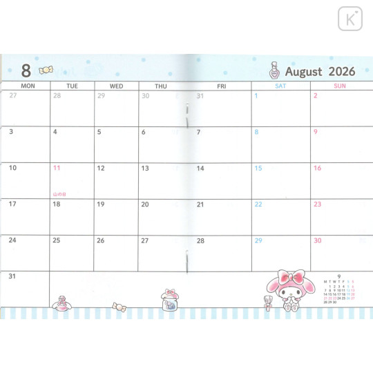 Japan Sanrio A6 Monthly Schedule Book - My Melody : Beauty 2026 - 2