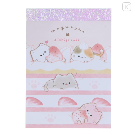Japan Mogunyan Mini Notepad - Cat Strawberry Cake - 1