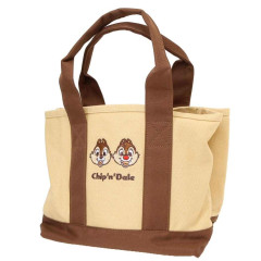 Japan Disney Divider Mini Tote Bag - Chip & Dale : Beige Brown