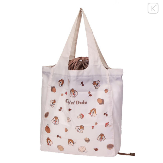 Japan Disney Eco Shopping Bag & Bottom Plate - Chip & Dale : Chestnut - 1