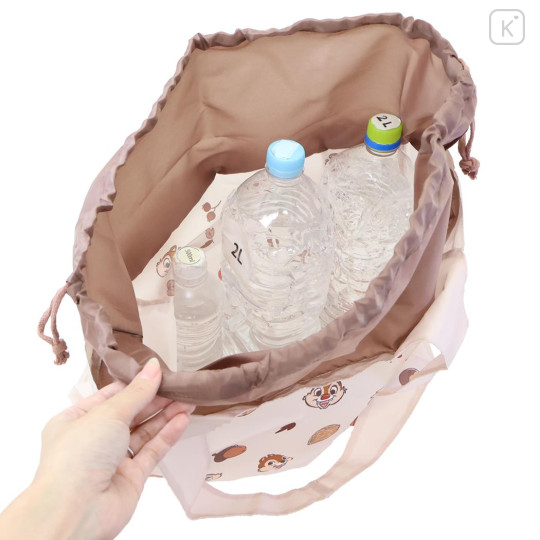 Japan Disney Eco Shopping Bag & Bottom Plate - Chip & Dale : Chestnut - 3