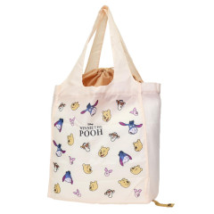 Japan Disney Eco Shopping Bag & Bottom Plate - Winnie the Pooh : Friends Beige