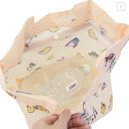 Japan Disney Mini Eco Lunch Bag & Bottom Plate - Winnie the Pooh : Friends Beige - 3