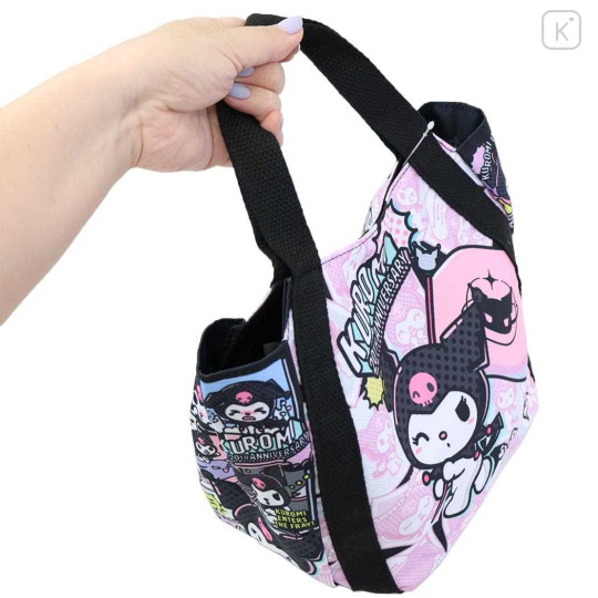 Japan Sanrio Balloon Mini Tote Bag - Kuromi : 20th Anniversary Black Pink - 2