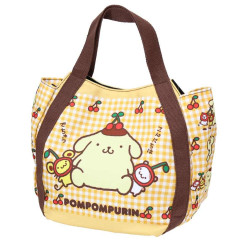 Japan Sanrio Balloon Mini Tote Bag - Pompompurin : Cherry Check