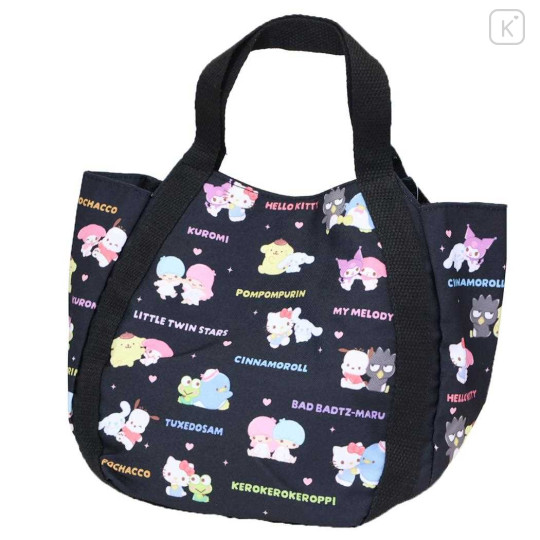 Japan Sanrio Balloon Mini Tote Bag - Characters Friendship Black - 1